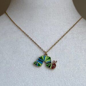 Handmade Very Hungry Caterpillar 18K GOLD STAINLESS STEEL Necklace Teachers Gift